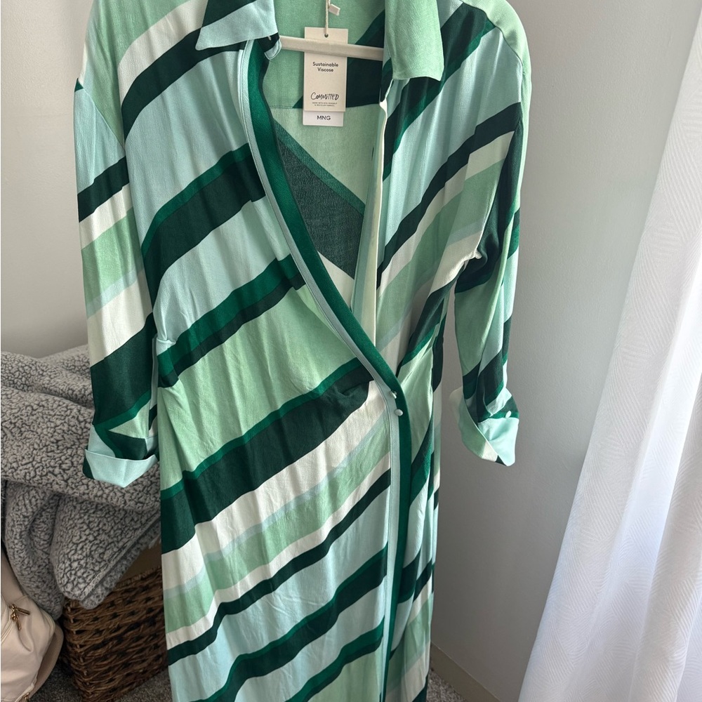 Mango Teal and Mint Patterned Dress